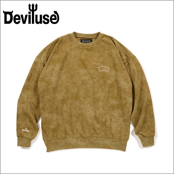 画像1: 【送料無料】Deviluse デビルユース Blank Logo クルーネックスウェット OLIVE (1)