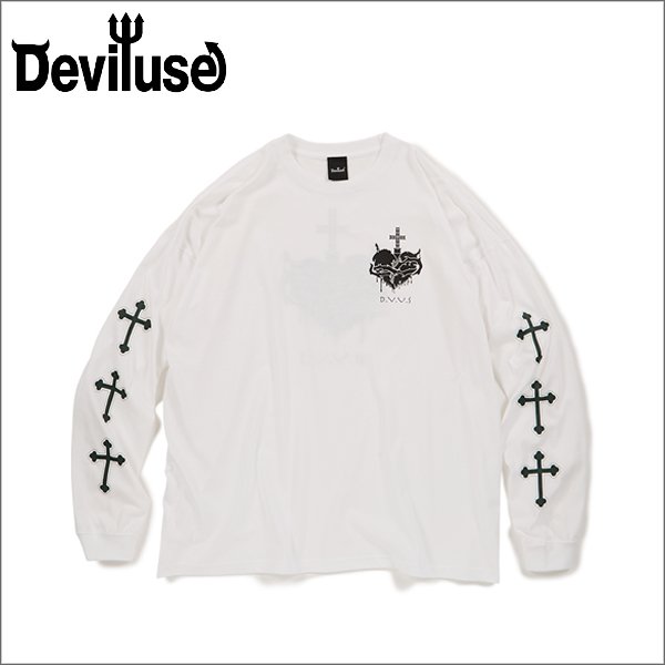 画像1: Deviluse デビルユース Sacred Heart L/S Tシャツ WHITE (1)