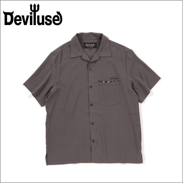 画像1: 【送料無料】Deviluse デビルユース Leopard Open Collar S/Sシャツ SILVER (1)