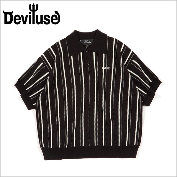 画像1: 【送料無料】Deviluse デビルユース Stripe Polo BLACK (1)