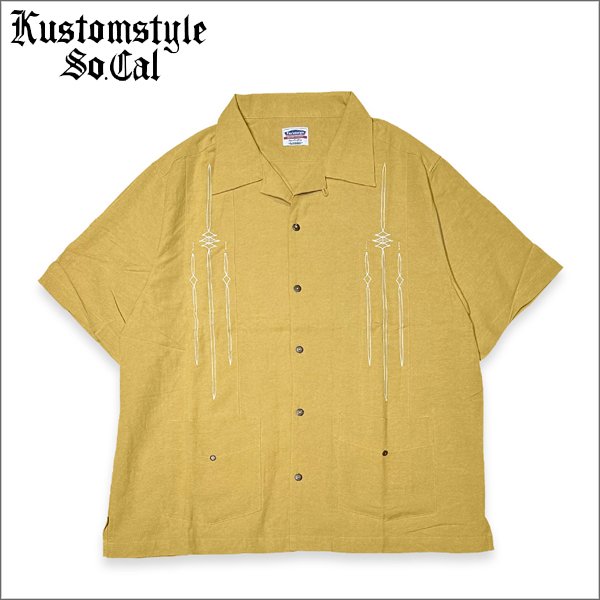 画像1: 【送料無料】KustomStyle カスタムスタイル JURIUS CAESAR S/S キューバシャツ MUSTARD (1)