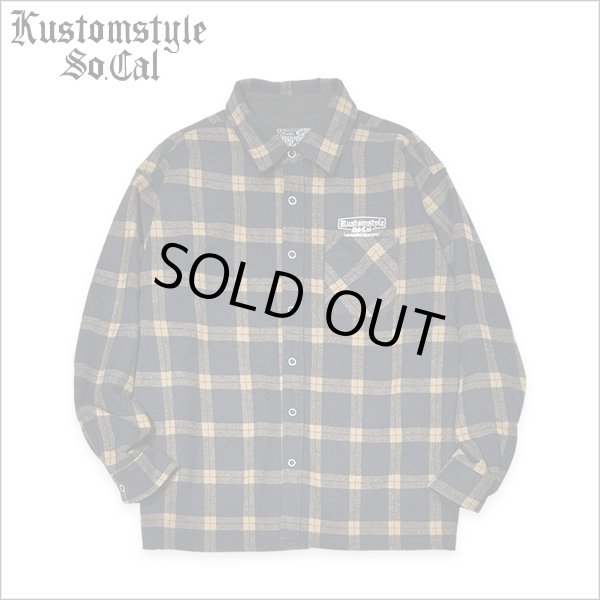 画像1: 【送料無料】KustomStyle カスタムスタイル SUPREME QUALITY '24 CHECK L/Sシャツ BLACK/TAN (1)