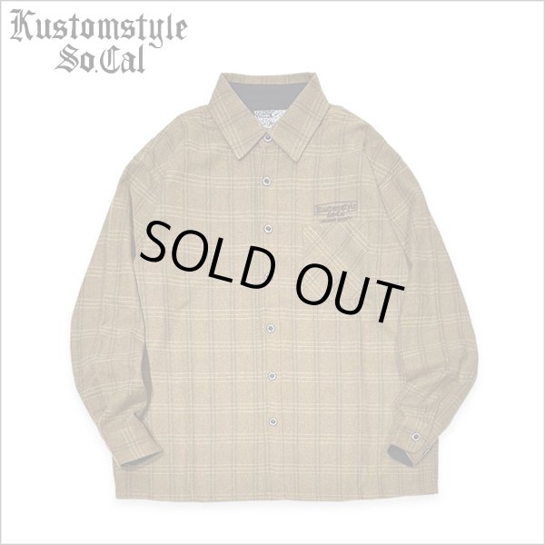 画像1: 【送料無料】KustomStyle カスタムスタイル SUPREME QUALITY '24 CHECK L/Sシャツ LIGHT BROWN (1)