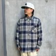 画像2: 【送料無料】KustomStyle カスタムスタイル STARLITE L/Sチェックシャツ GREEN/NAVY (2)