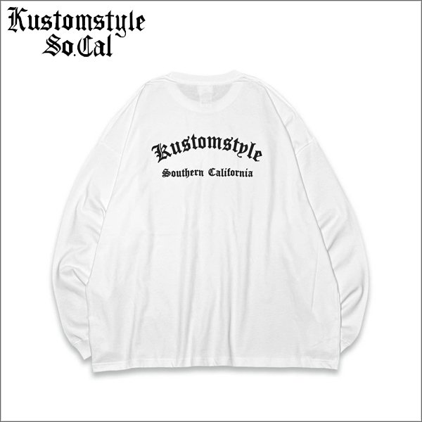 画像1: KustomStyle カスタムスタイル OLDENGLISH OUTLINE L/S Tシャツ WHITE (1)